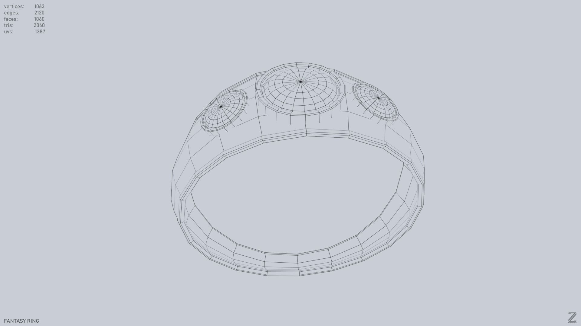 Fantasy ring Low-poly 3D model_10