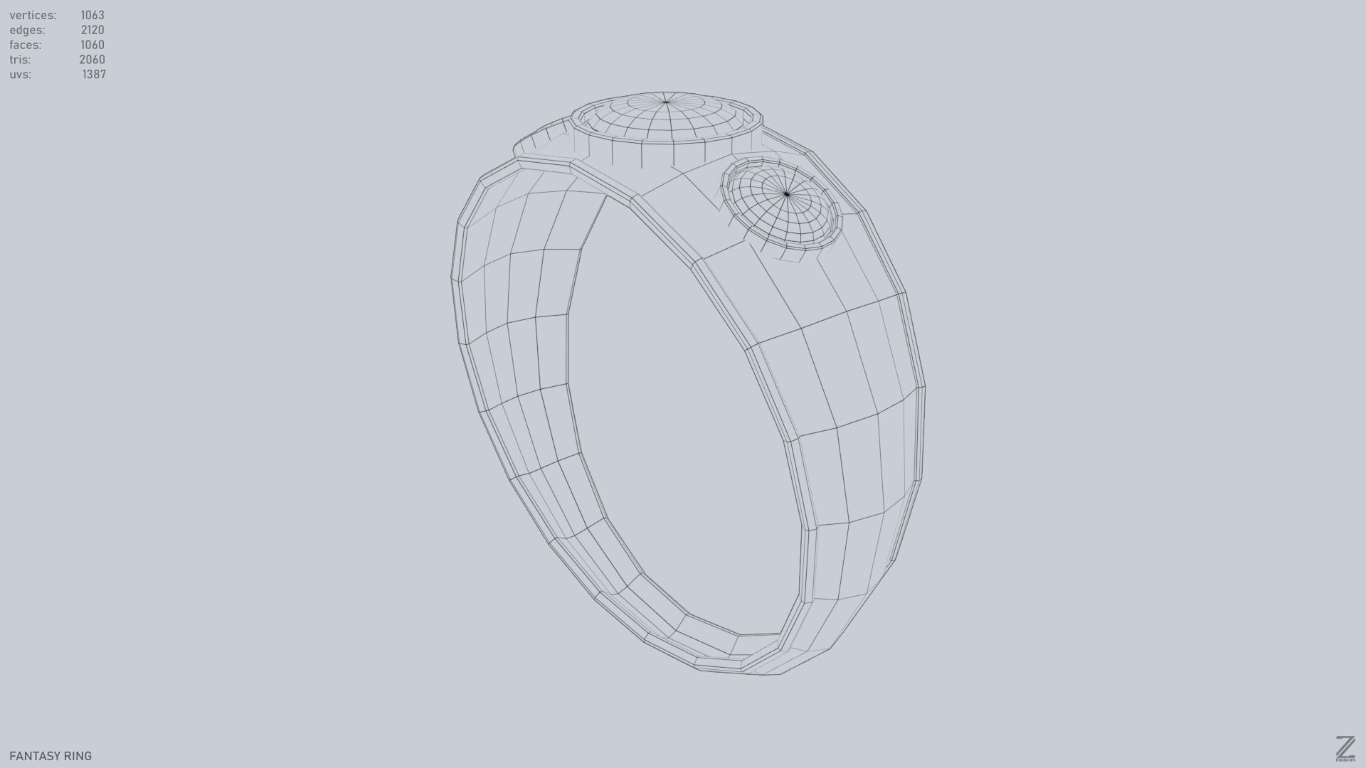 Fantasy ring Low-poly 3D model_15