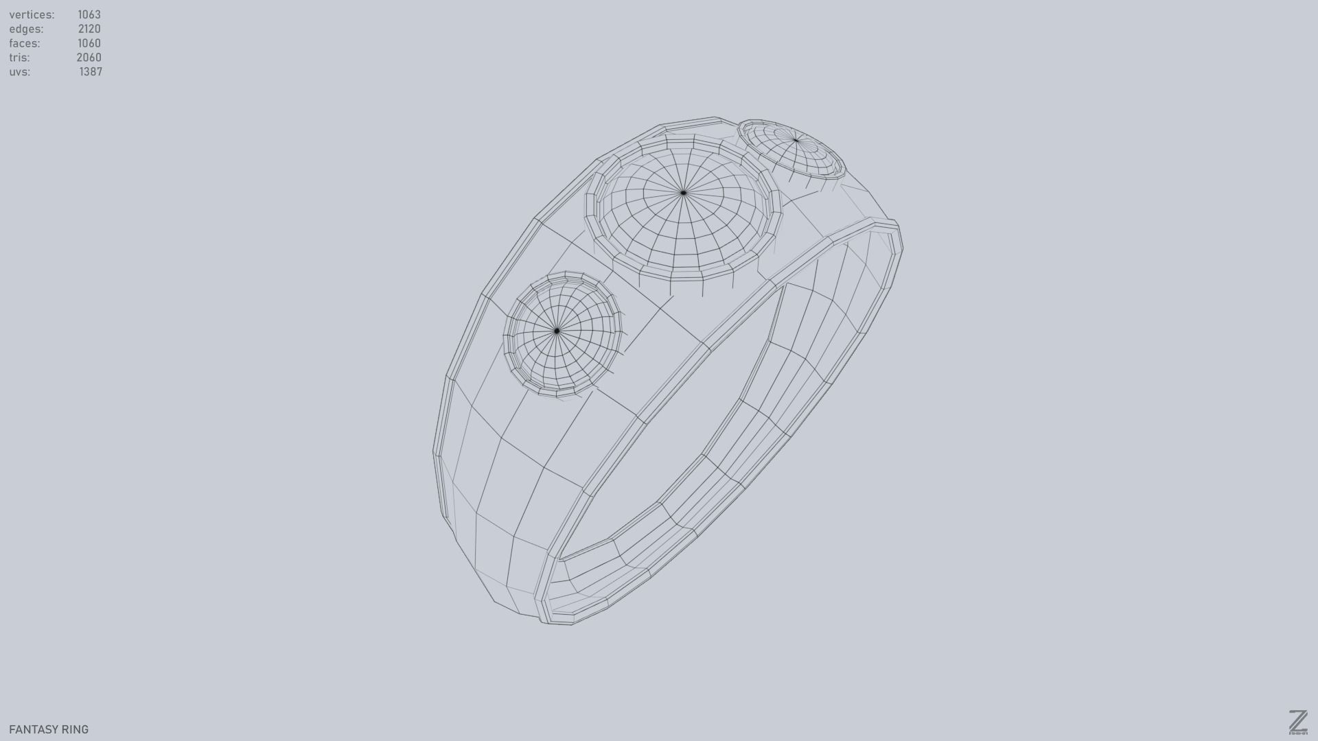 Fantasy ring Low-poly 3D model_13