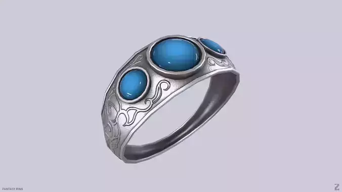 Fantasy ring Low-poly 3D model