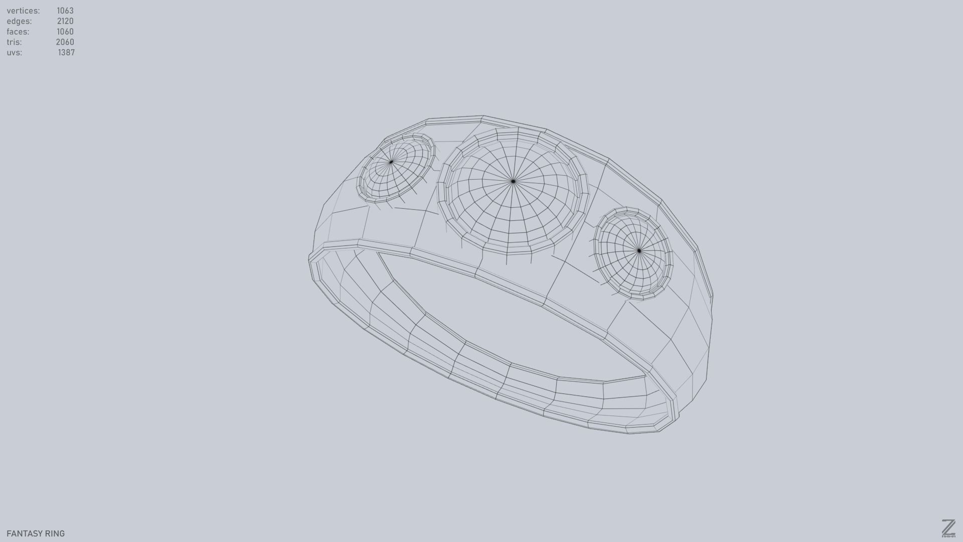 Fantasy ring Low-poly 3D model_12