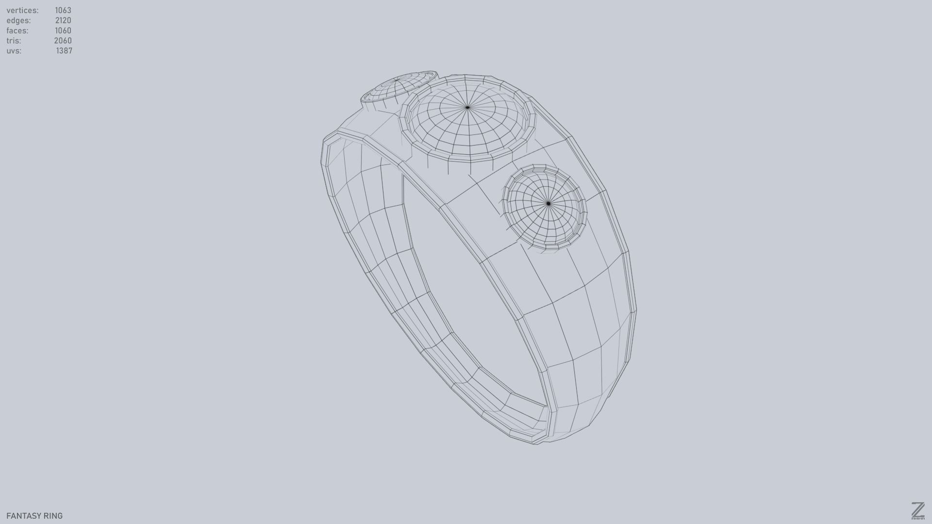 Fantasy ring Low-poly 3D model_11