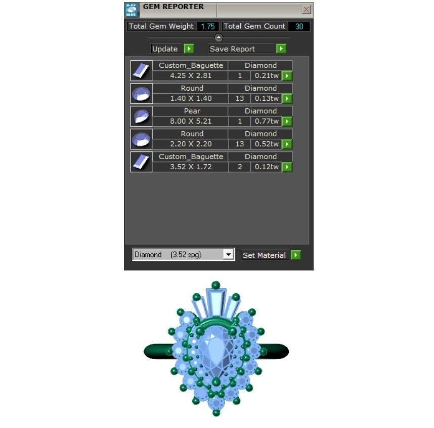 Cluster style pear cut diamond ring 3D print model_6