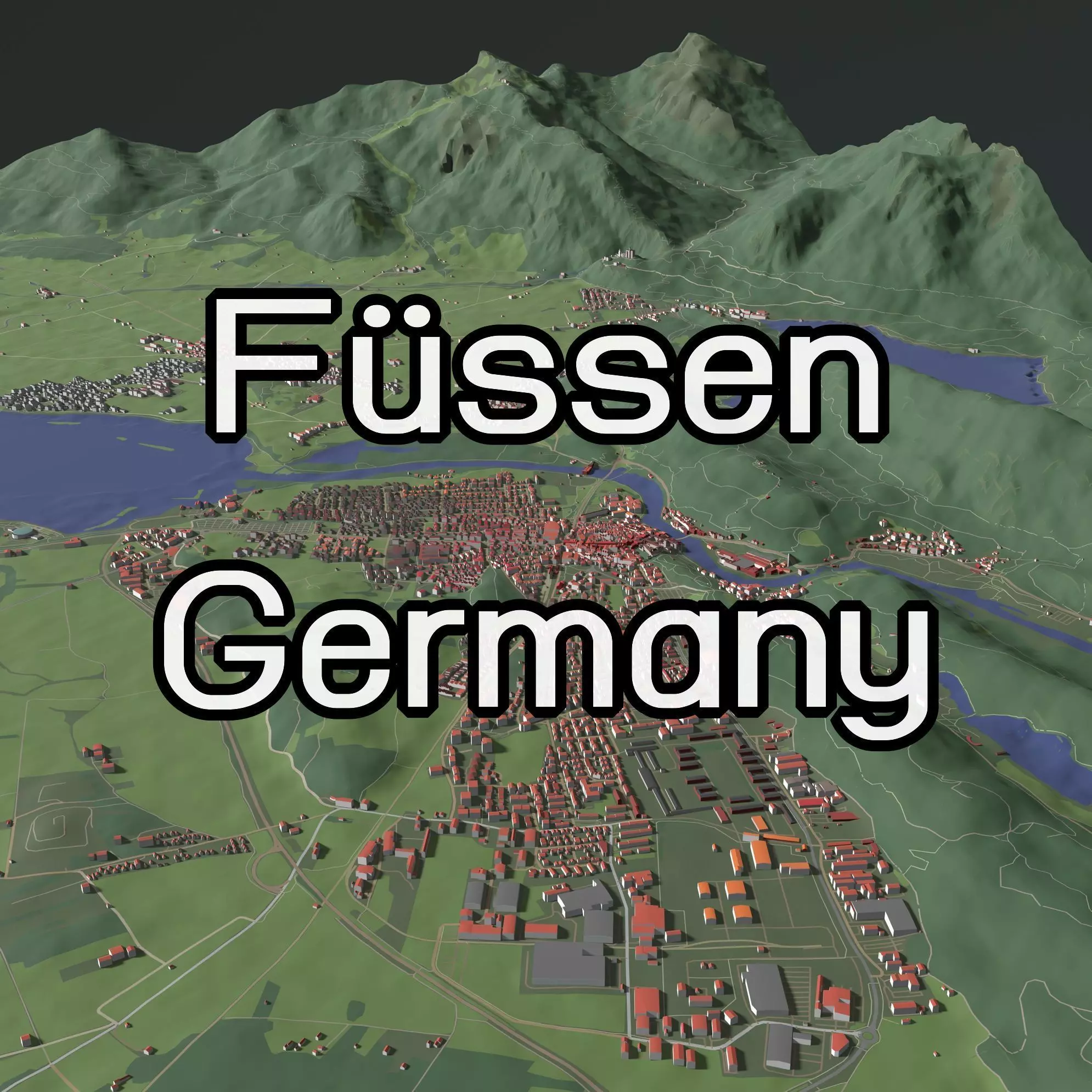 Fussen Germany - city and urban 3D model_0