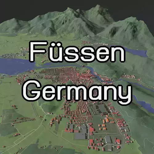 Fussen Germany - city and urban 3D model