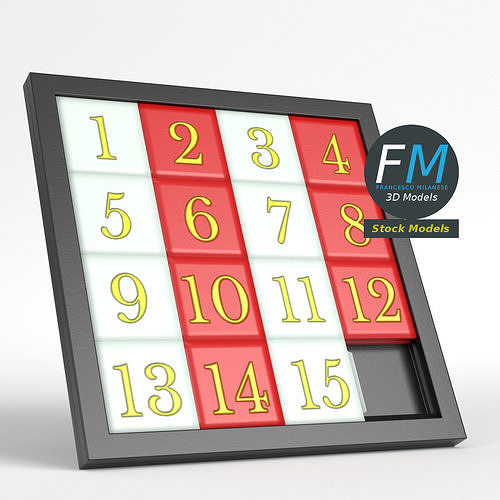 Game of fifteen 15 puzzle 3D model