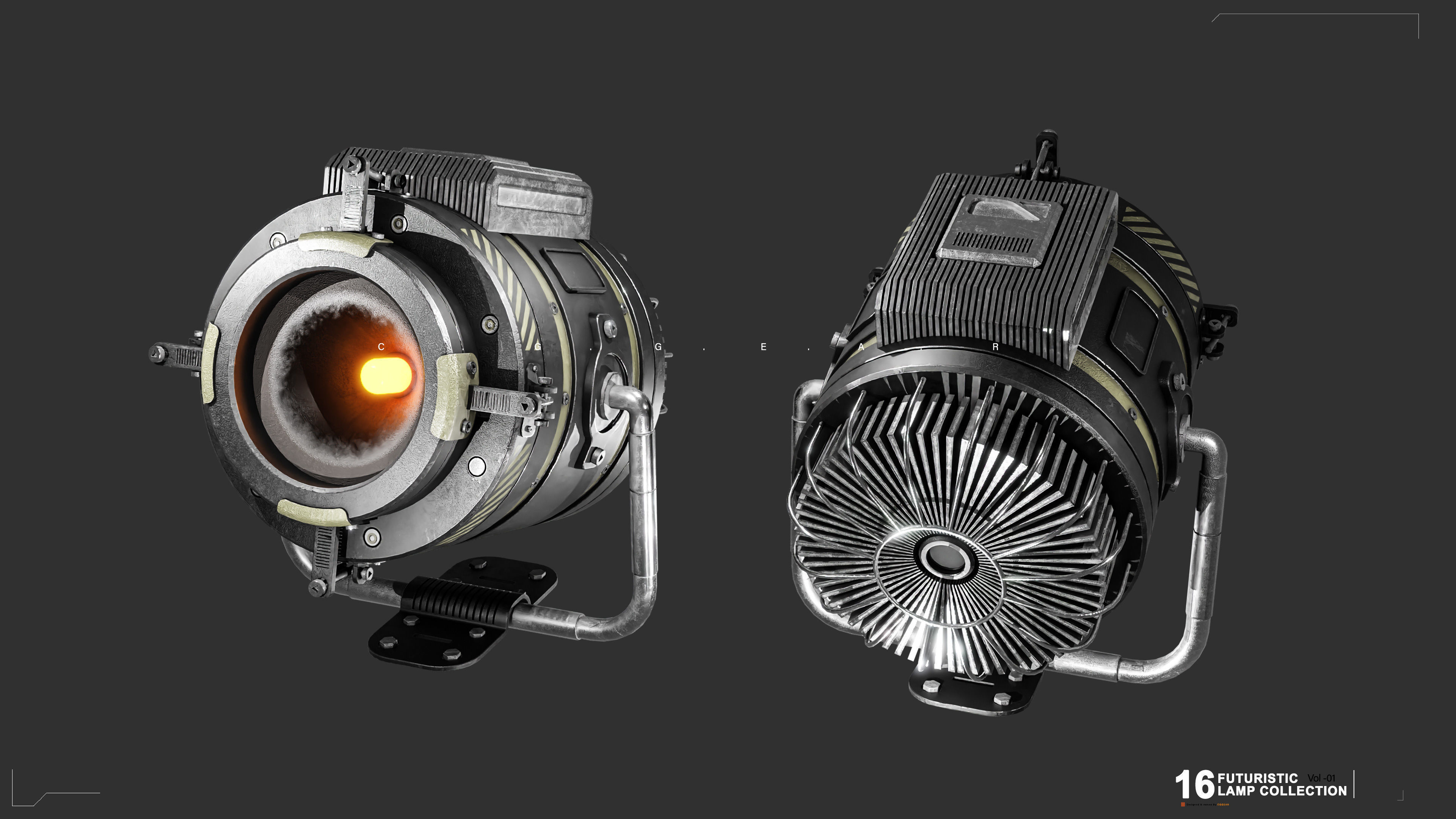 Sci-Fi Lamps Vol 01 Low-poly 3D model_13