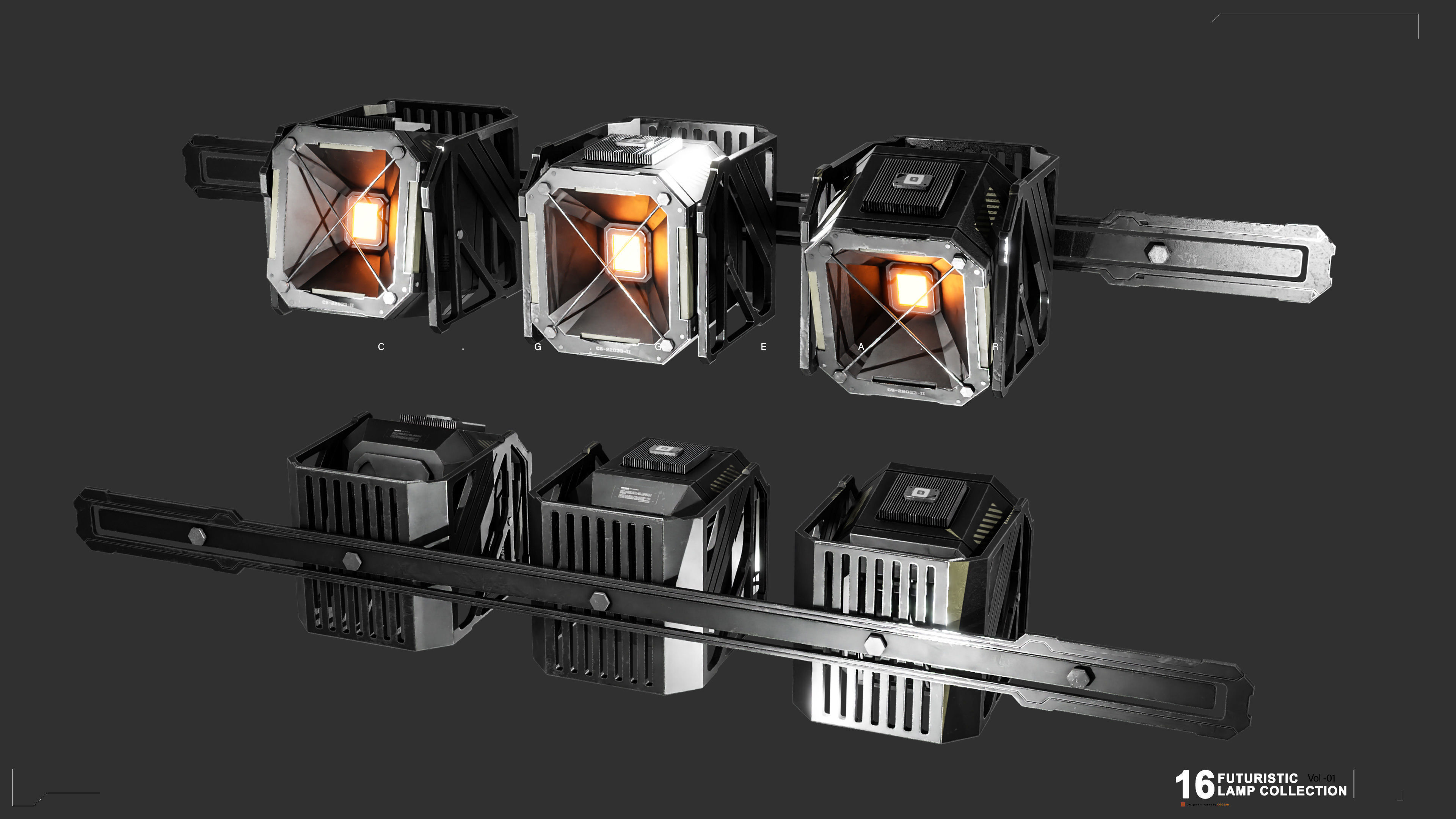 Sci-Fi Lamps Vol 01 Low-poly 3D model_12