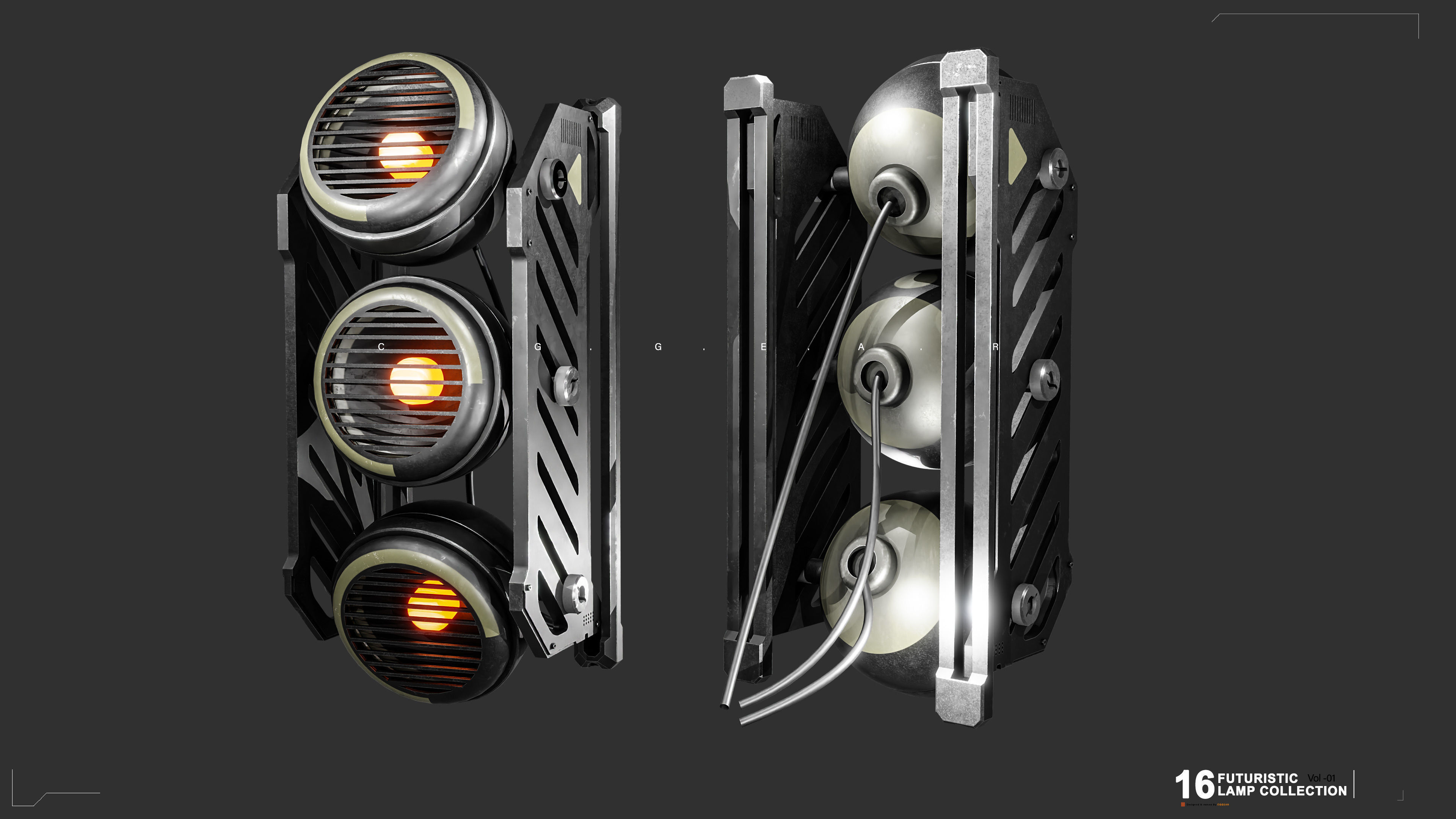 Sci-Fi Lamps Vol 01 Low-poly 3D model_9