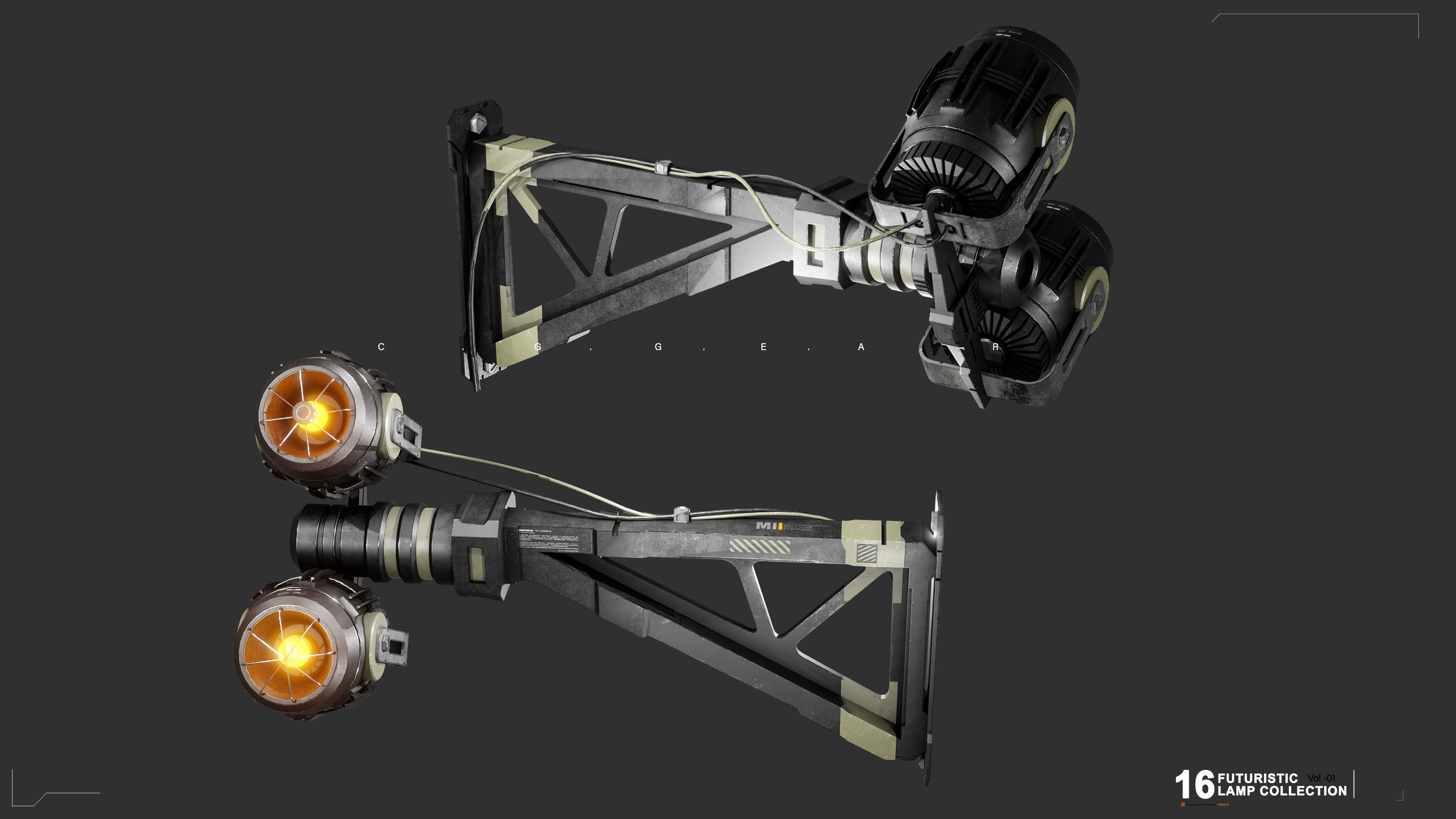 Sci-Fi Lamps Vol 01 Low-poly 3D model_7