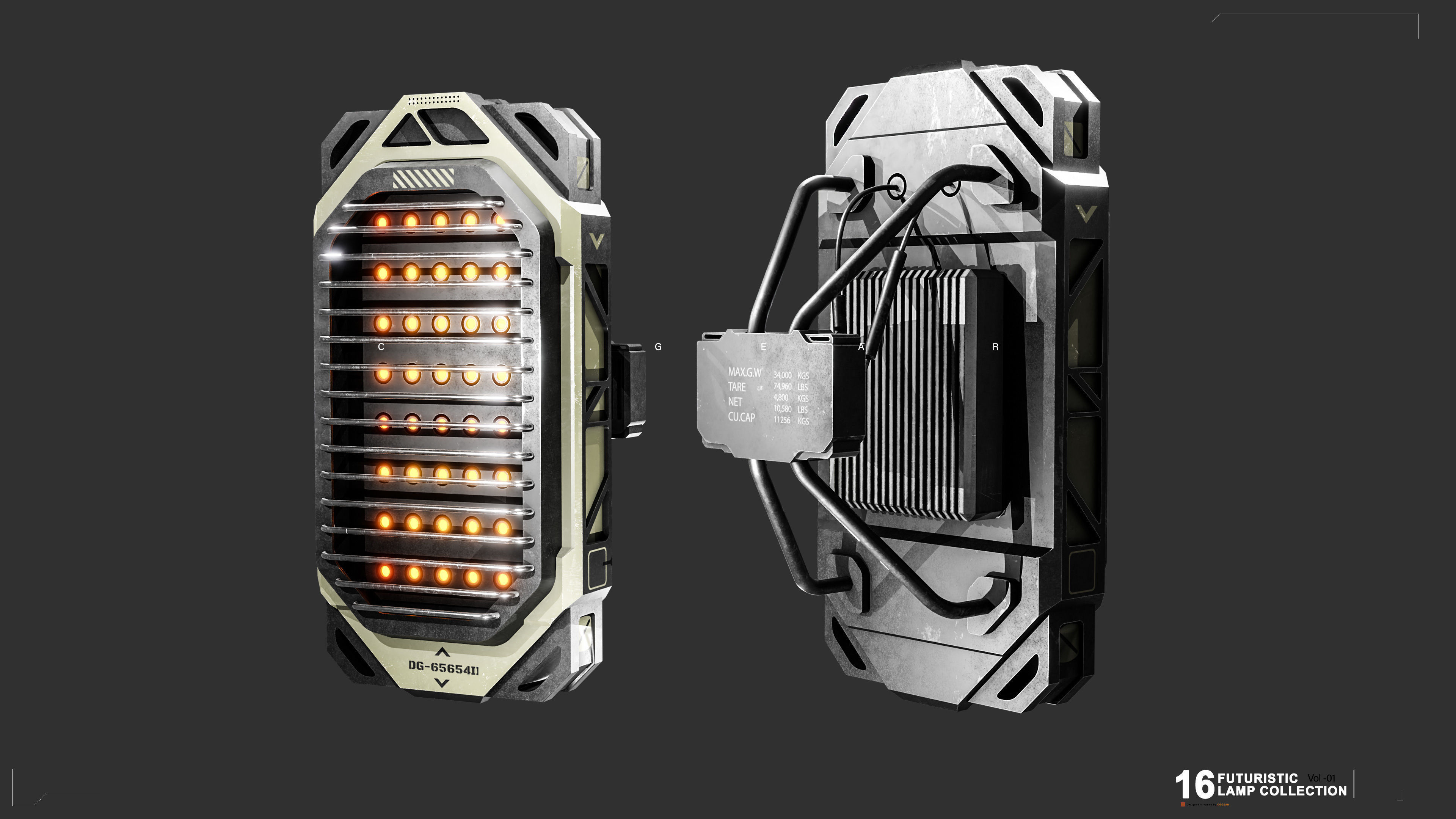 Sci-Fi Lamps Vol 01 Low-poly 3D model_1