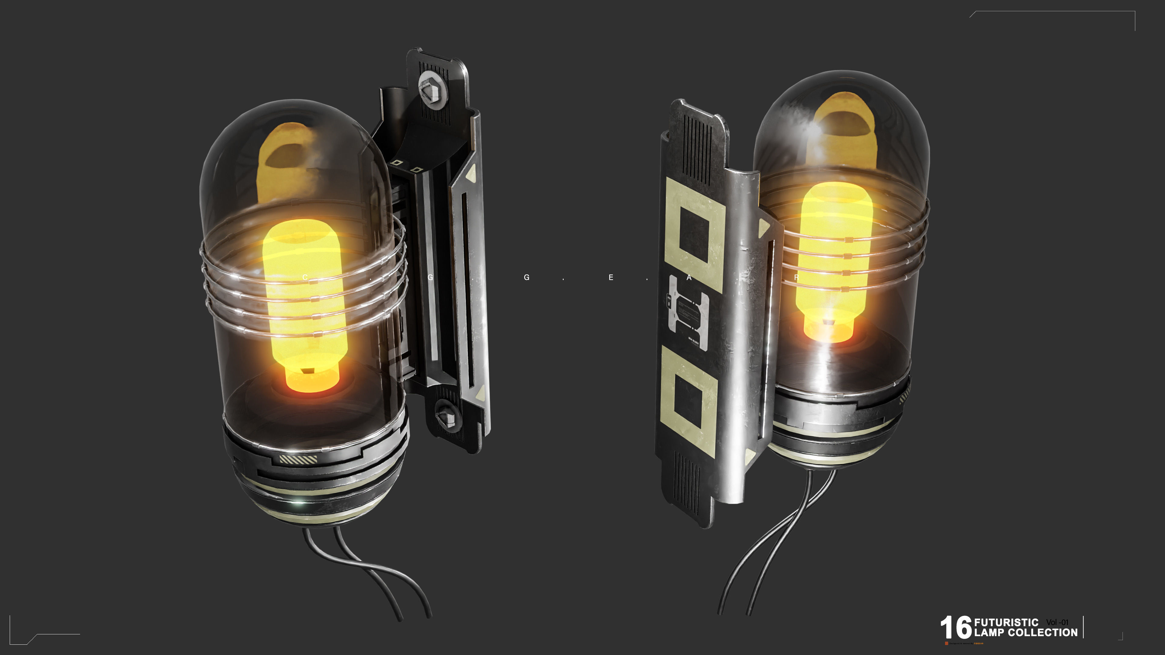 Sci-Fi Lamps Vol 01 Low-poly 3D model_4