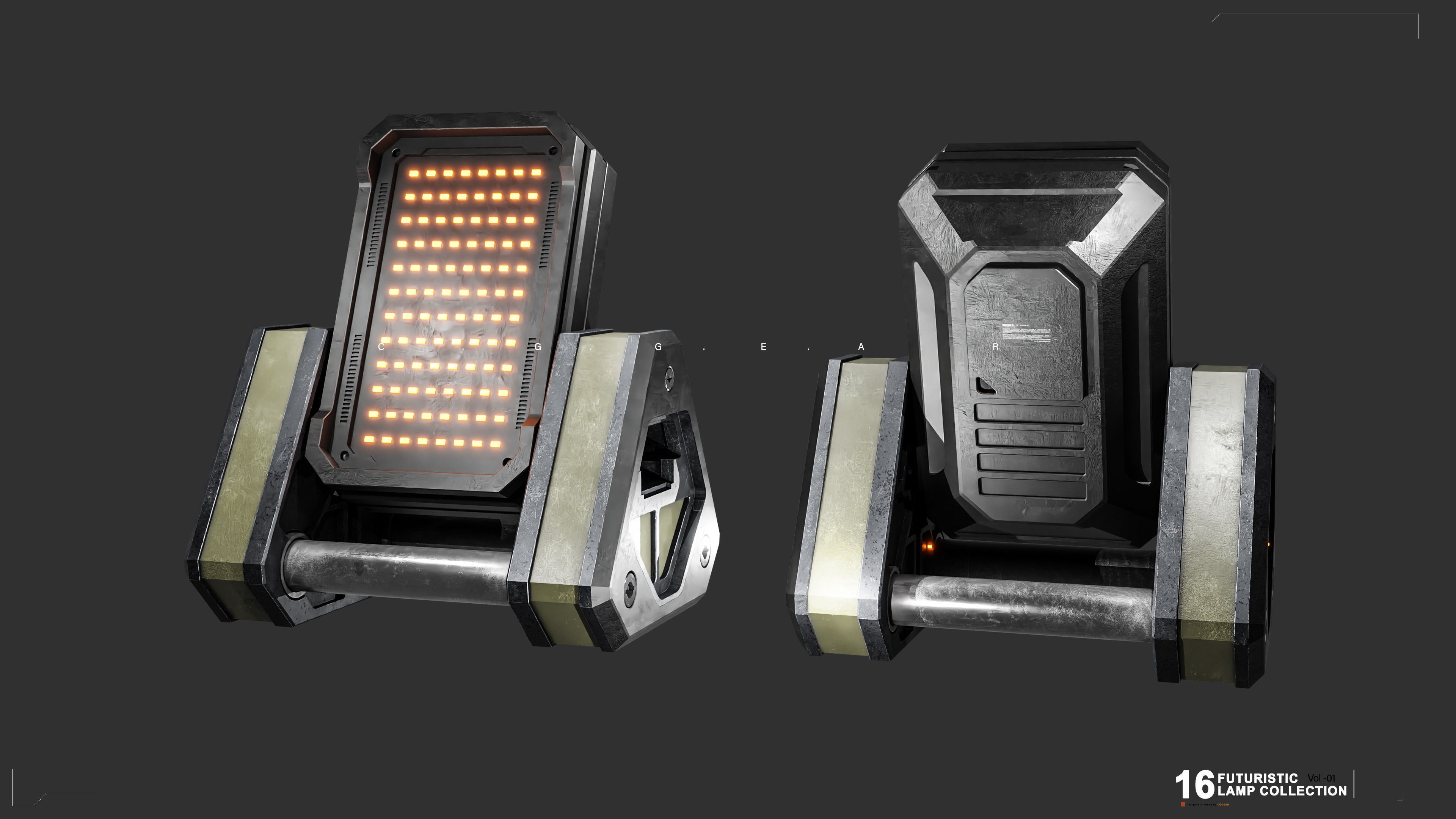 Sci-Fi Lamps Vol 01 Low-poly 3D model_11