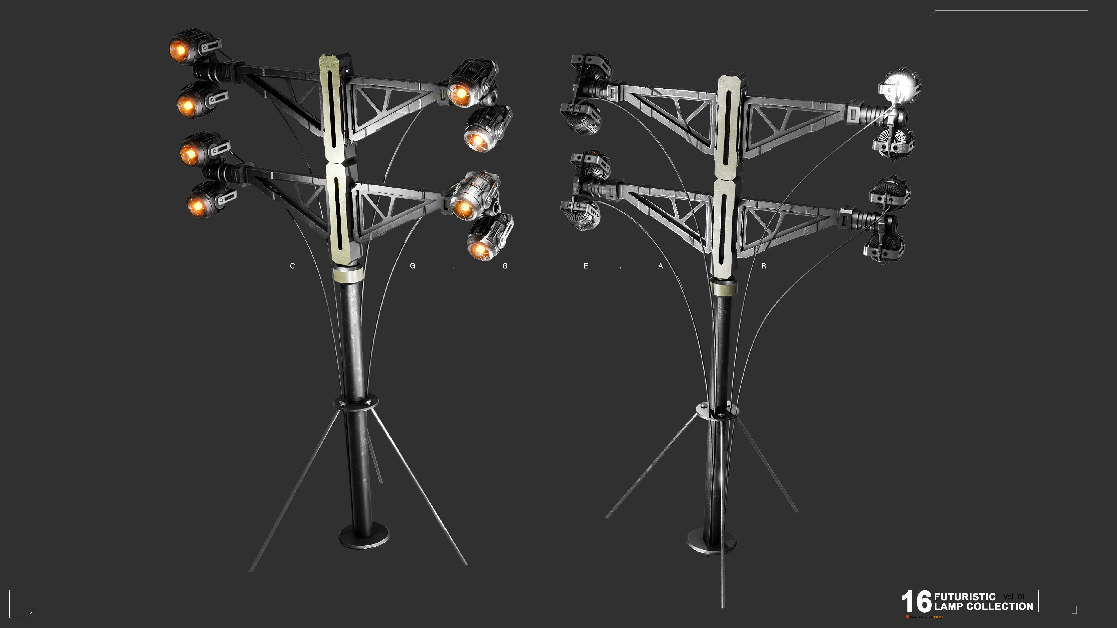 Sci-Fi Lamps Vol 01 Low-poly 3D model_8