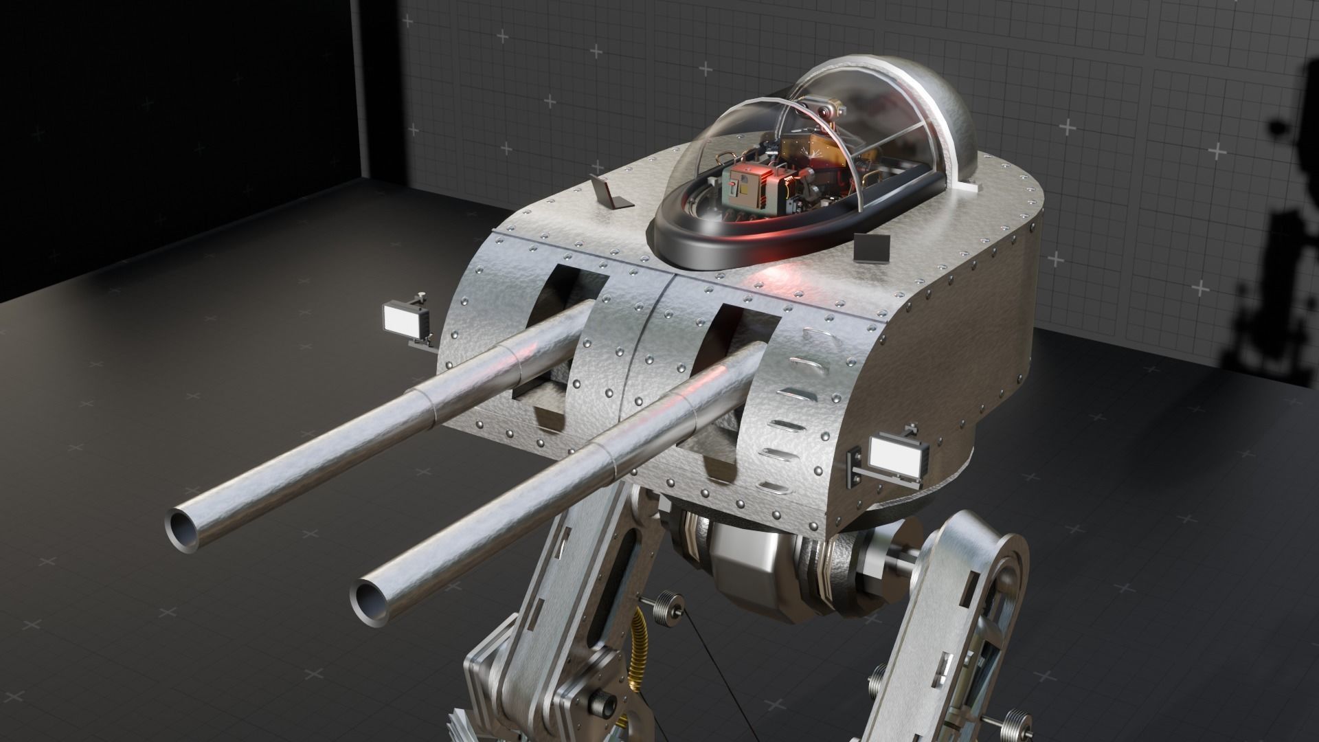 Dieselpunk Walker Mech 3D model_4