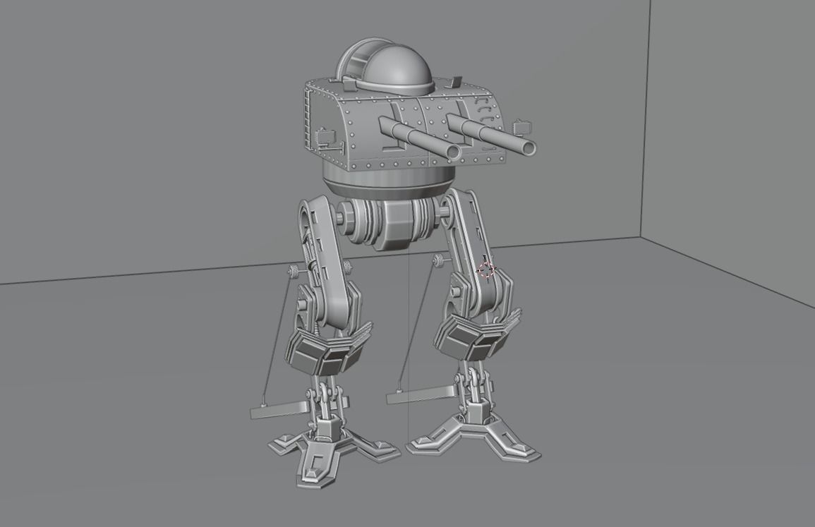 Dieselpunk Walker Mech 3D model_7