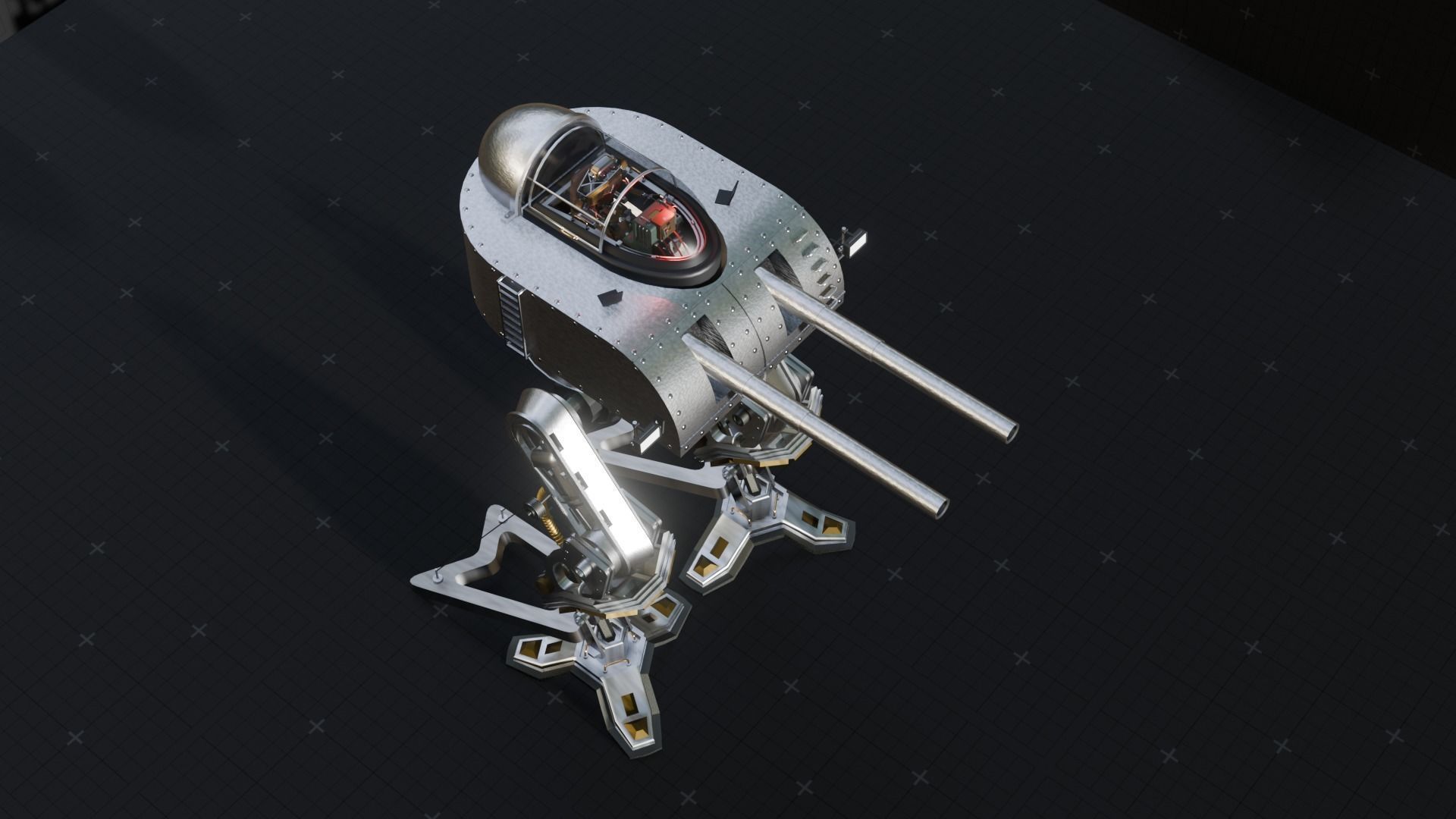 Dieselpunk Walker Mech 3D model_6