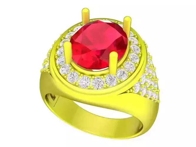 A7846 Oval Ruby Diamond Fashion Women Ring 3D Model