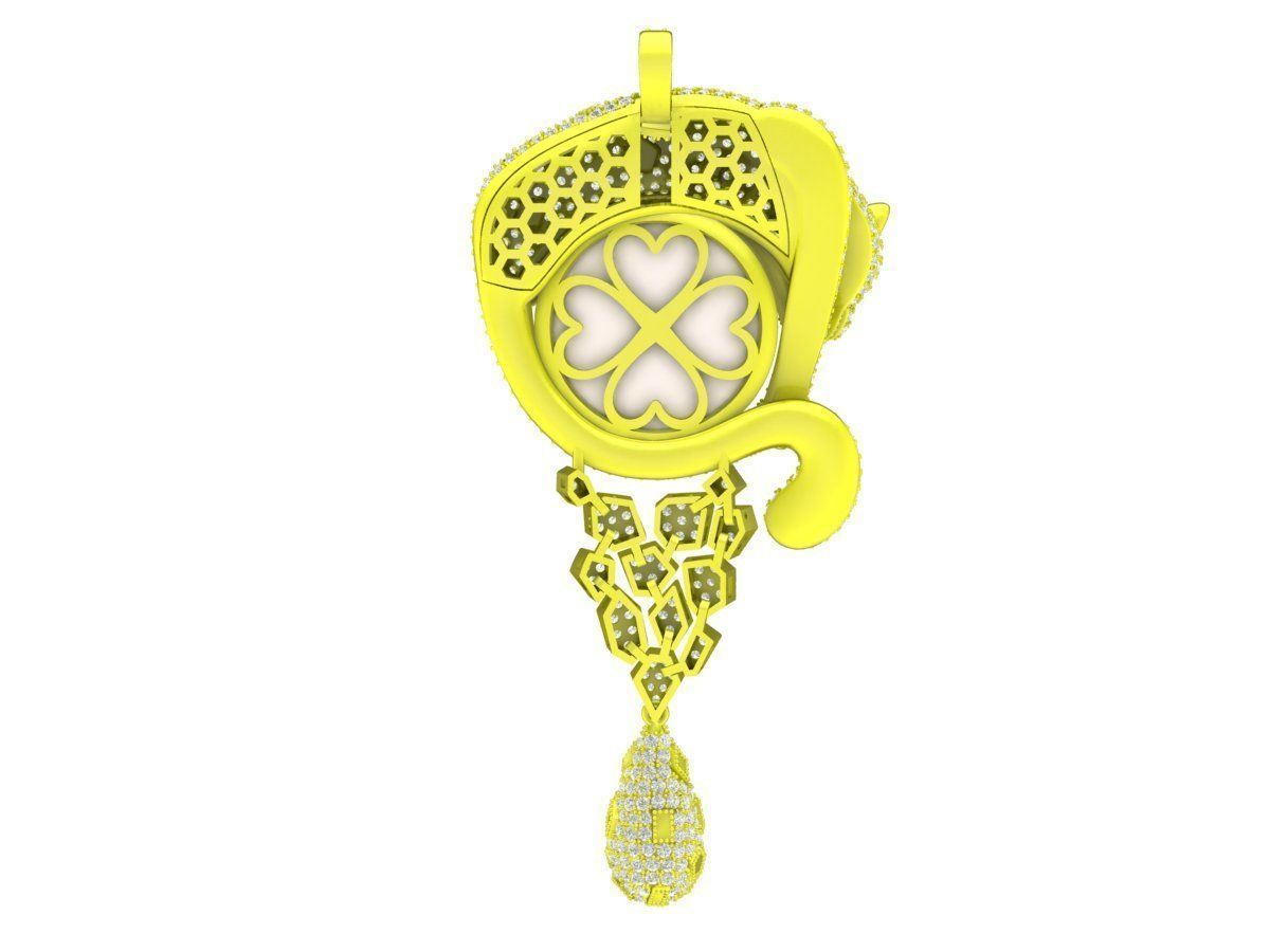 A7844 Luxury Diamond and Pearl Jaguar Pendant 3D Model 3D print model_4