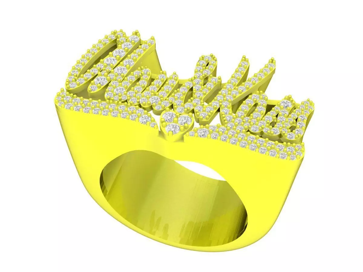 A7843 Hip Hop Letter Ring 3D Model 3D print model