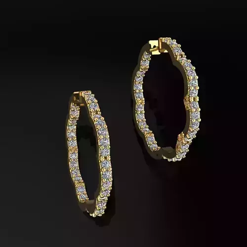 Hoop Earrings with 2mm Diamonds