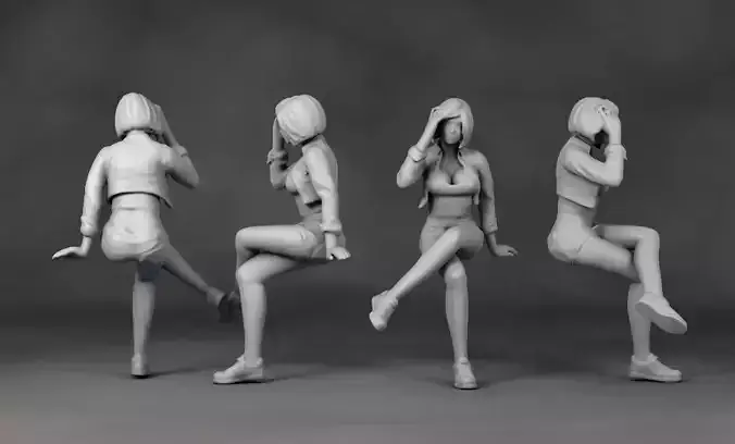 Girl Sitting in Jacket Action Figure