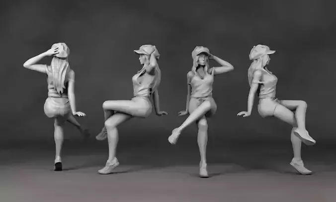 Girl Sitting wearing hat Action Figure