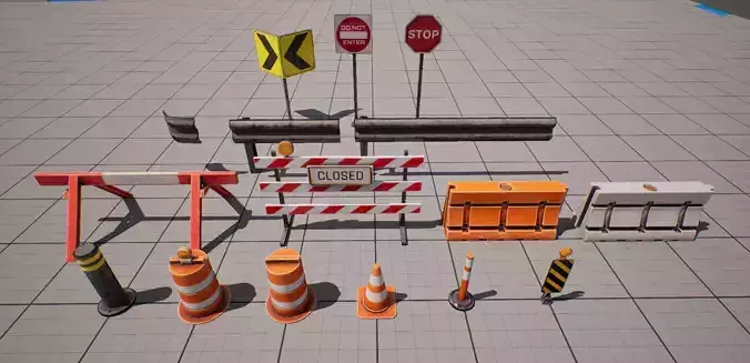 Stylized Racing Traffic Props Kit