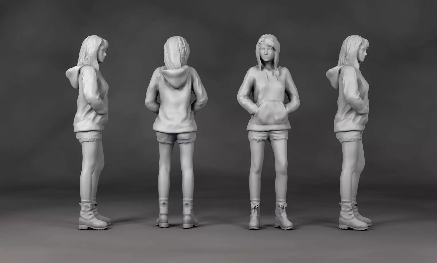Hoodie Girl Action Figure 3D print model_0