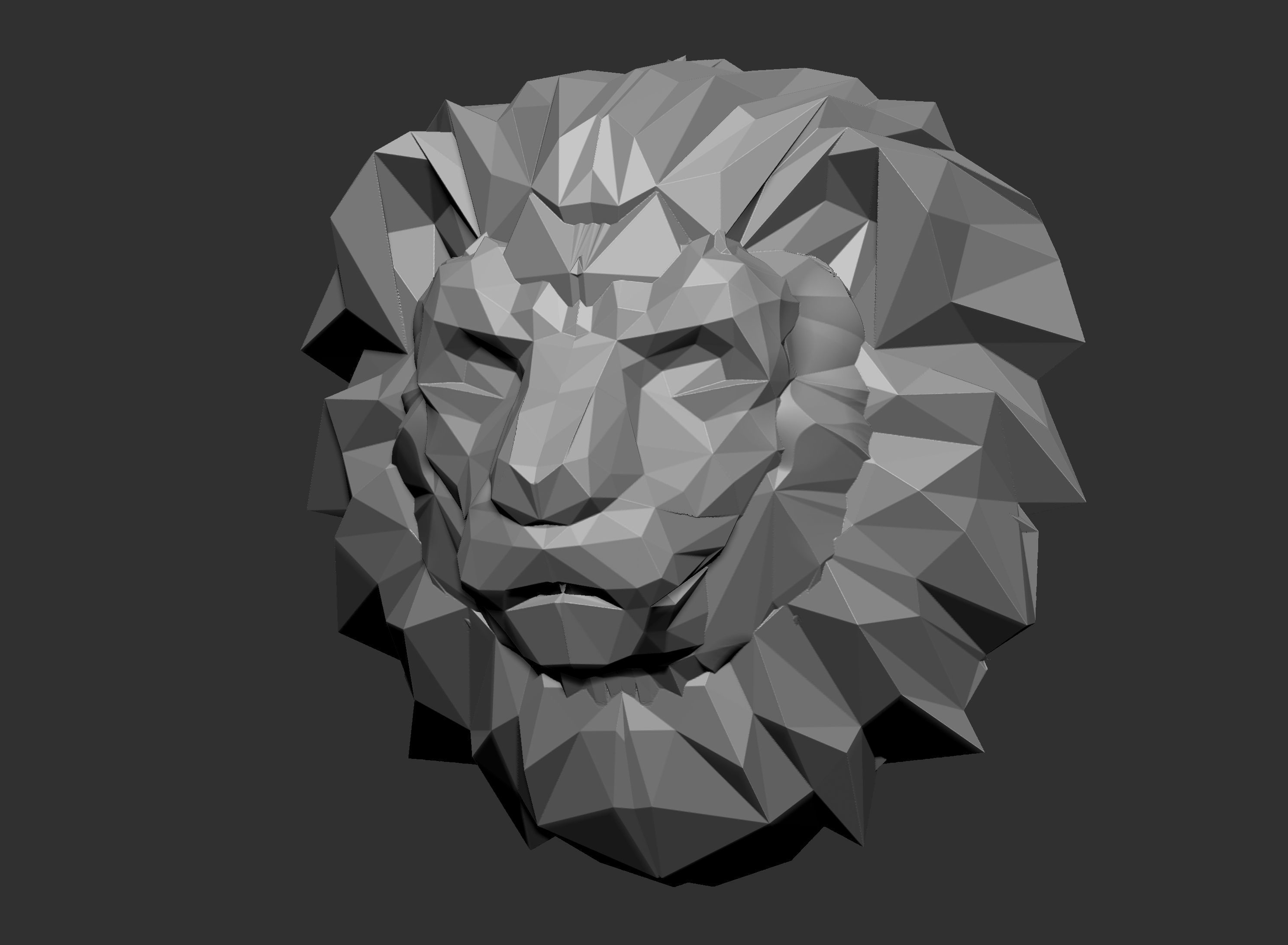 polygonal lion head 3D print model_2