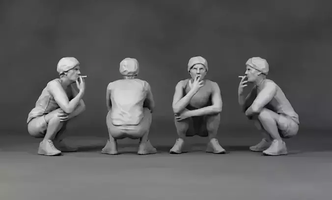 Smoking Man Sitting Action Figure 3D print model
