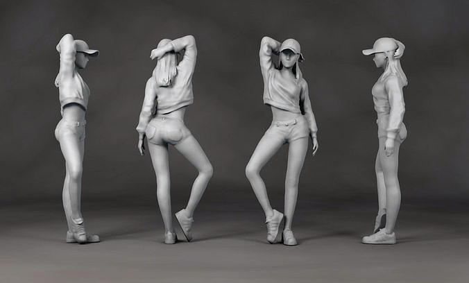 Woman leaning against wall Action Figure 3D print model