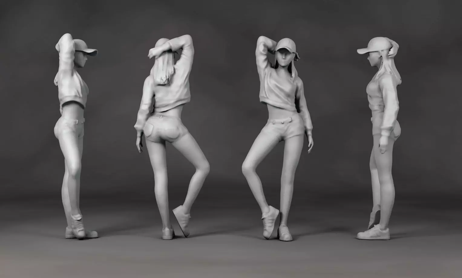 Woman leaning against wall Action Figure 3D print model_0