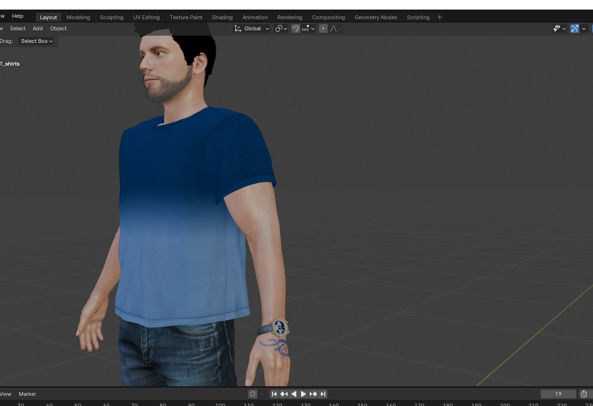 3d Character Benito Tattoo Low-poly 3D model_5