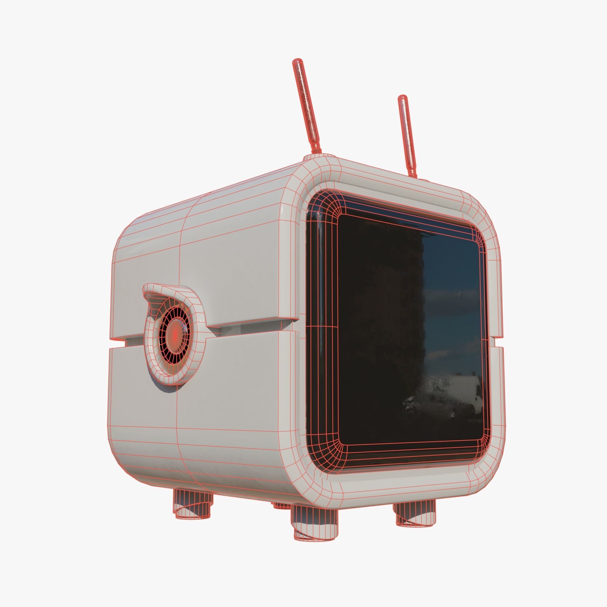 Square robot Low-poly 3D model_6