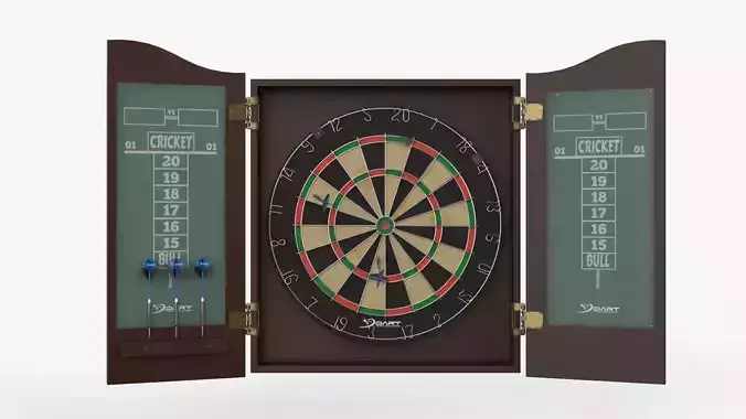 Dartboard and  Easy Hang Cabinet with Darts