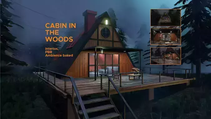 CABIN IN THE WOODS - VR WORLD - GAME READY Low-poly 3D model