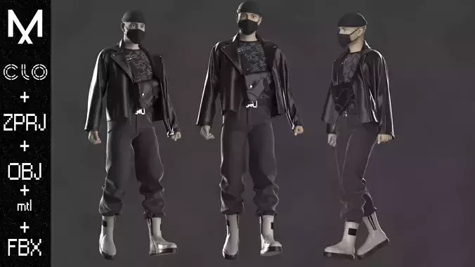  URBAN Outfit Male Marvelous designer Clo3d OBJ mtl FBX ZPRJ