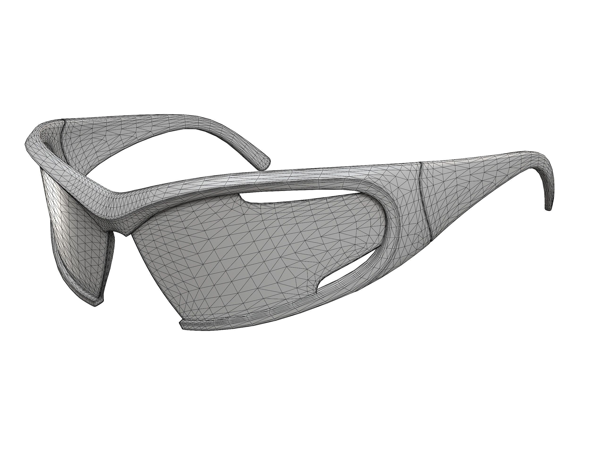 Balenciaga Dynamo Rectangle Sunglasses Low-poly 3D model_14
