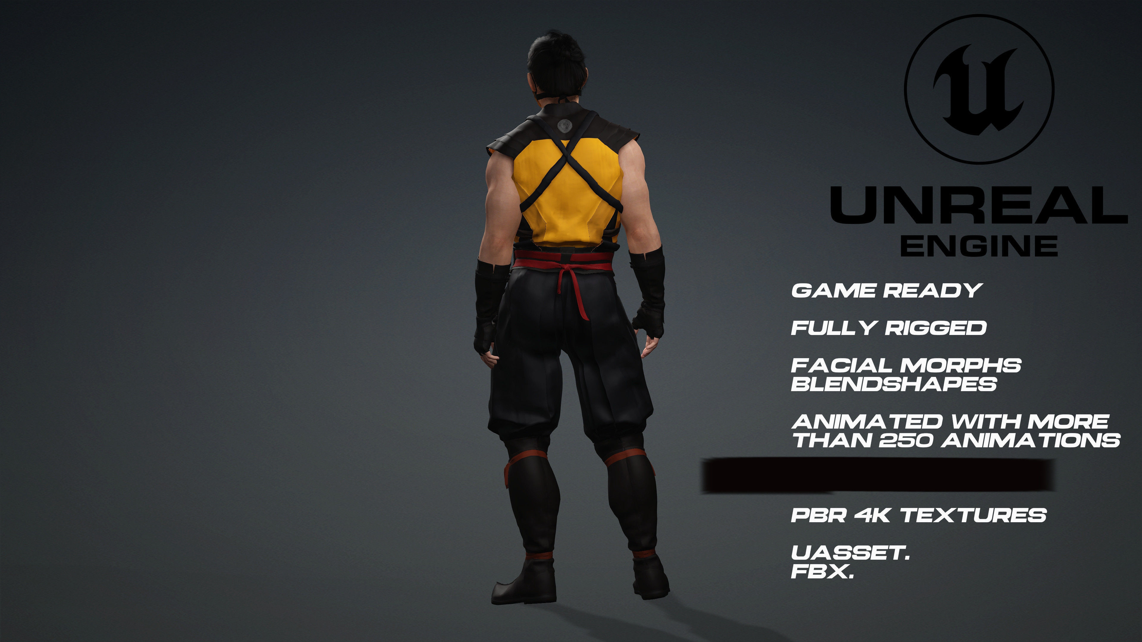 Scorpion - Mortal Kombat - UE5 - face - animated Low-poly 3D model_5