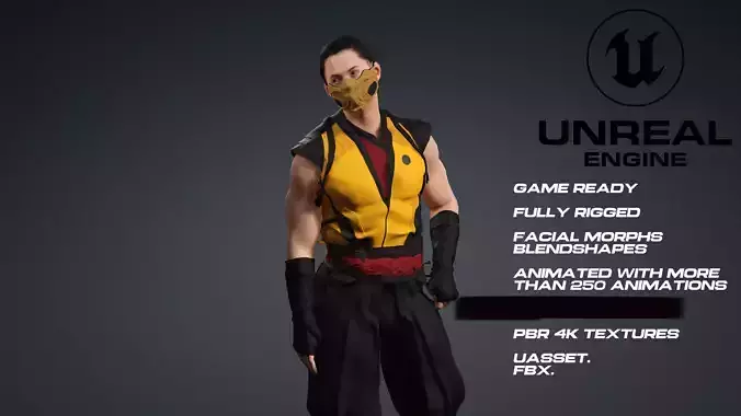 Scorpion - Mortal Kombat - UE5 - face - animated