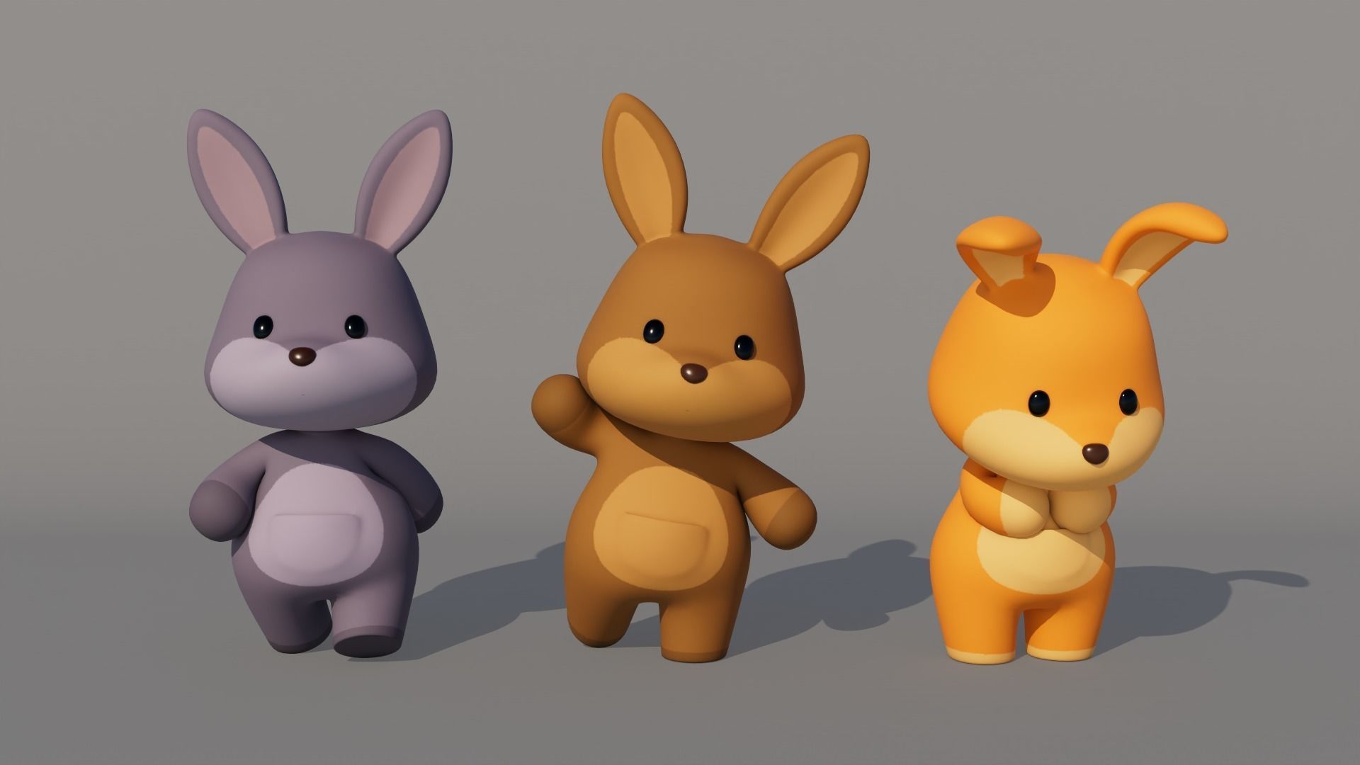 Rigged Cartoon Kangaroo Low-poly 3D model_1