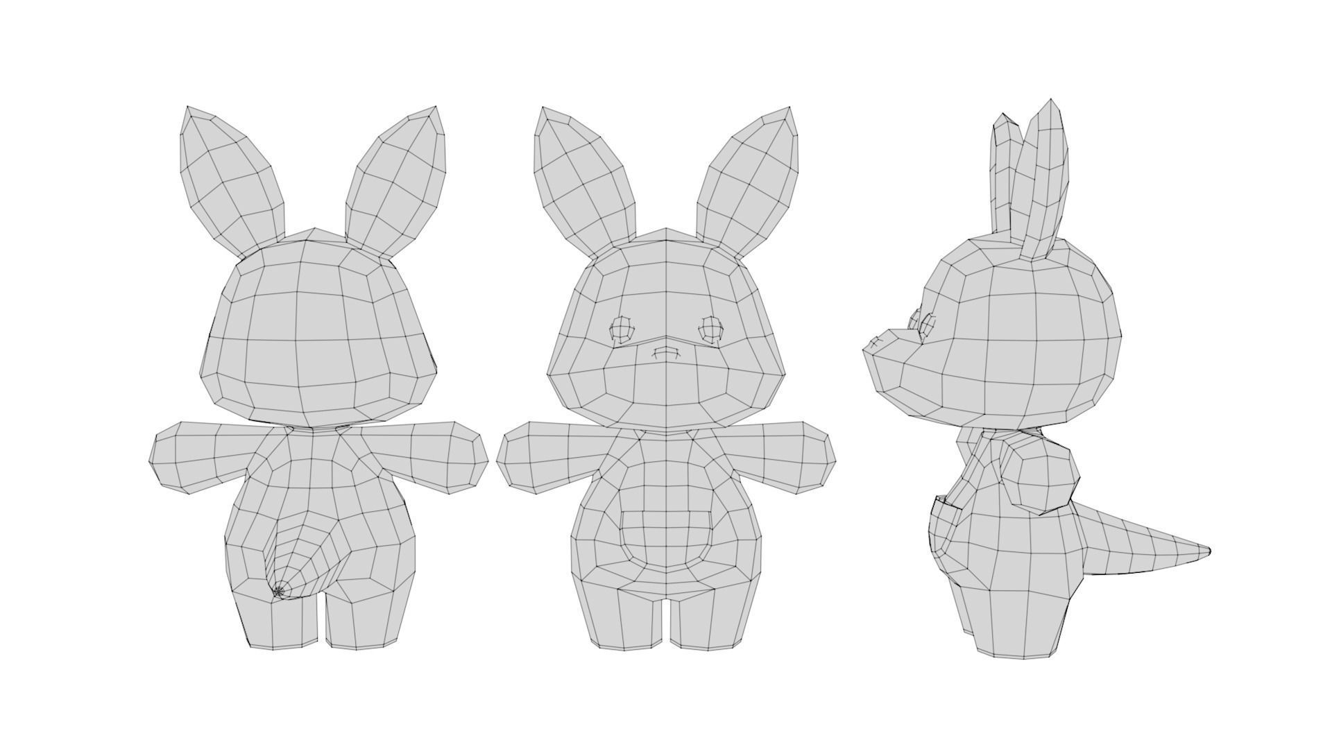Rigged Cartoon Kangaroo Low-poly 3D model_6