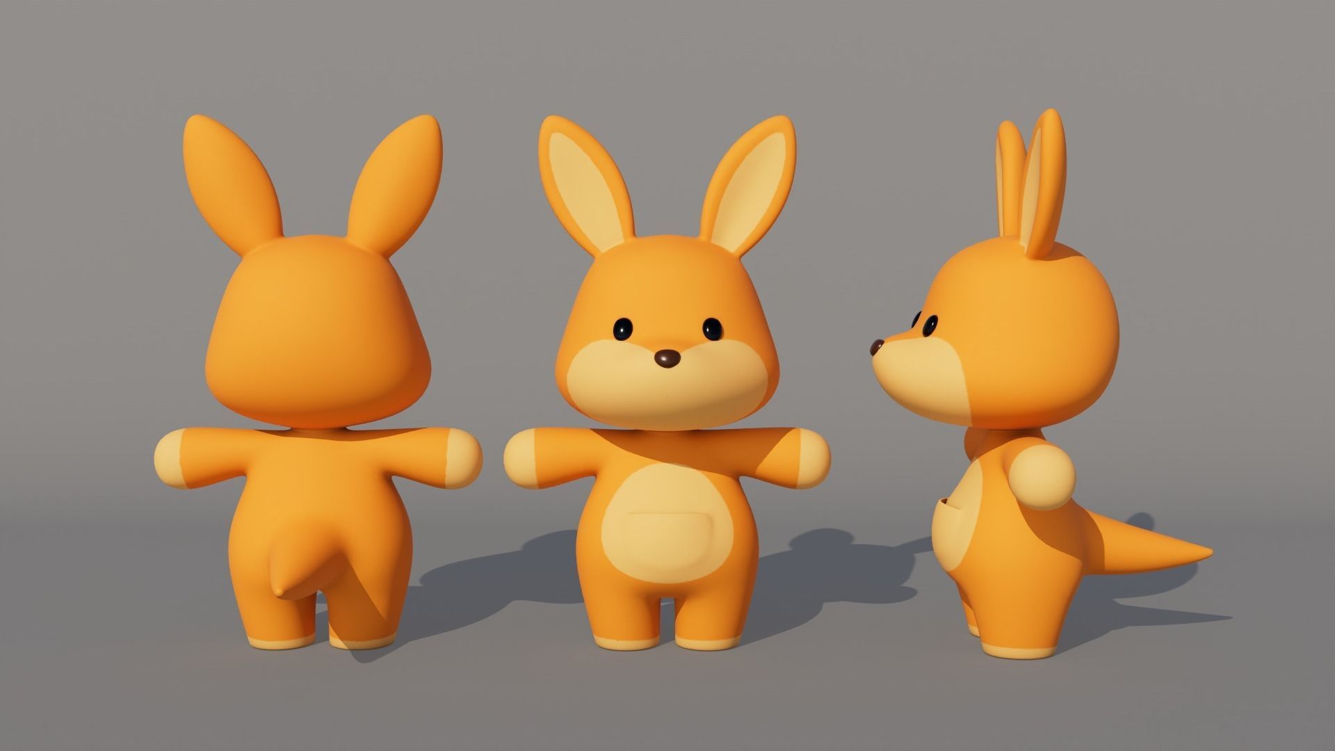 Rigged Cartoon Kangaroo Low-poly 3D model_2