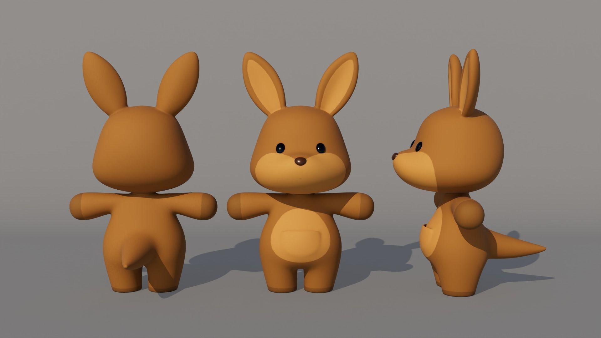 Rigged Cartoon Kangaroo Low-poly 3D model_3
