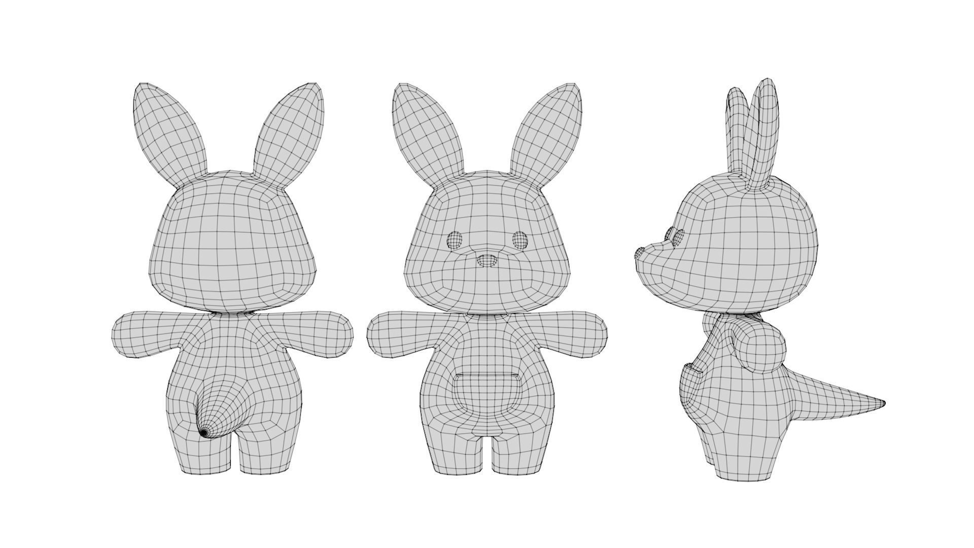 Rigged Cartoon Kangaroo Low-poly 3D model_5