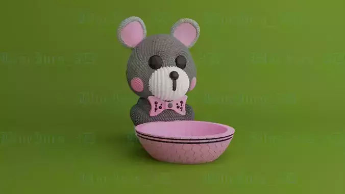 CUTE CROCHET TEDDY BEAR WITH HONEYCOMB BOWL 3D print model