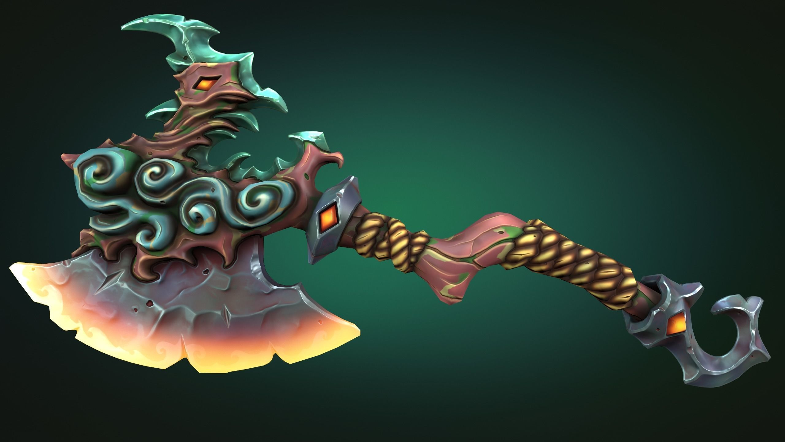 Coastal axe Low-poly 3D model_3