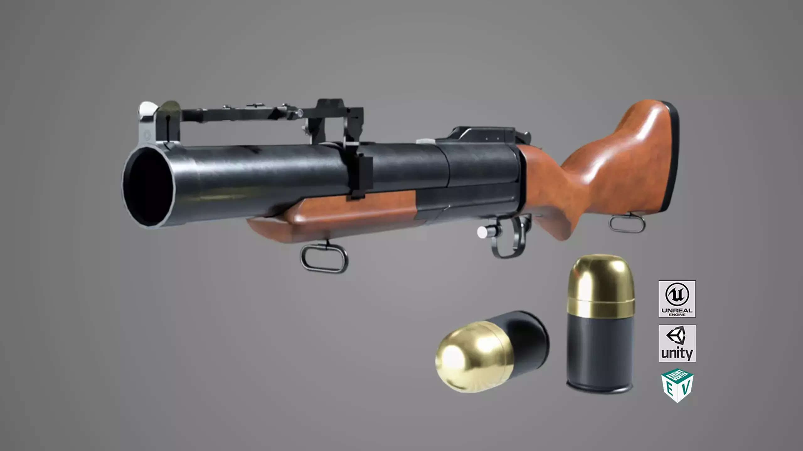 Grenade Launcher 02 Brown Generic PBR Low-poly 3D model_0
