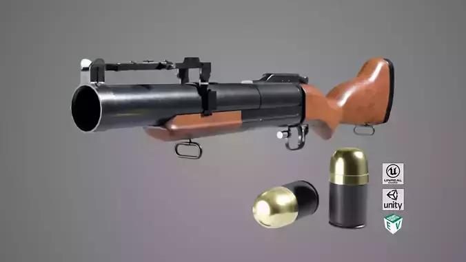 Grenade Launcher 02 Brown Generic PBR Low-poly 3D model